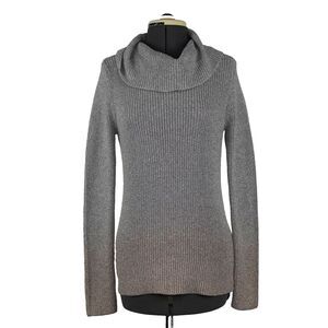 White House Black Market XS Silver Pink Ombre Metallic Cowl Neck Sweater Y2K